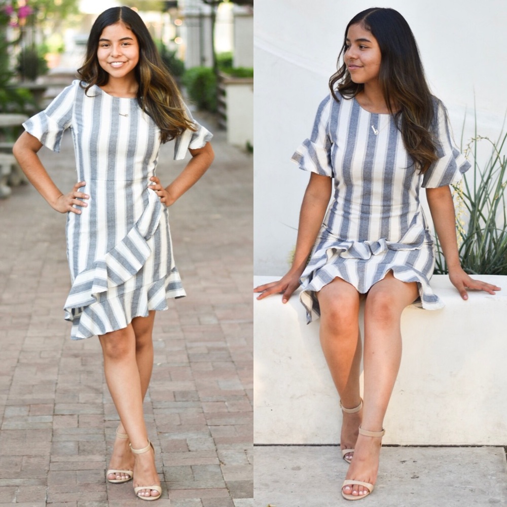 Dolí Striped Ruffle Boho Dress